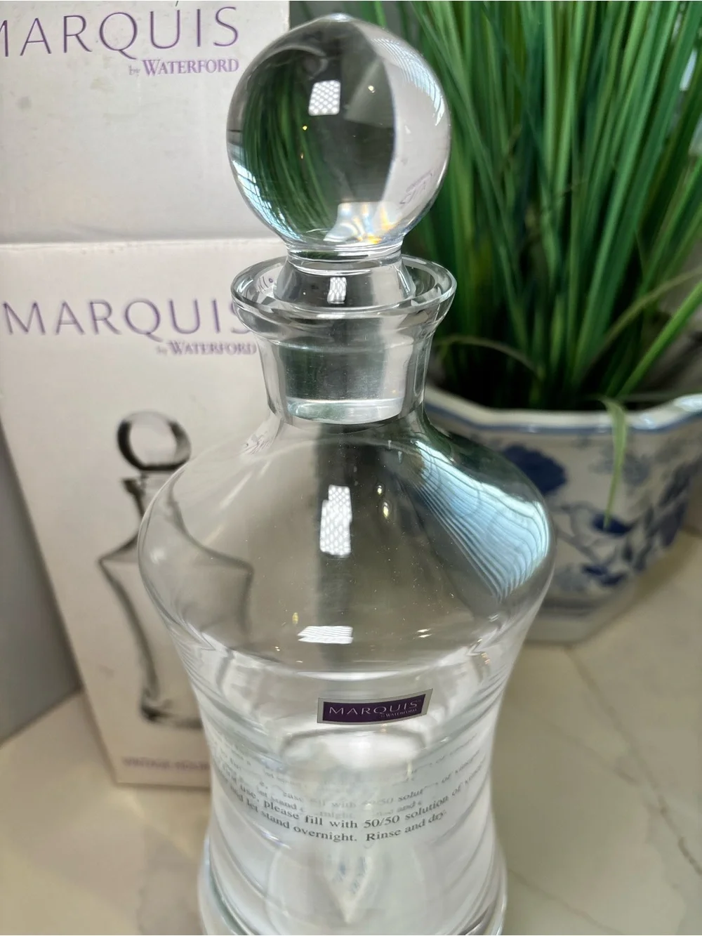 Marquis by Waterford Crystal Hourglass Decanter 29 oz Moments NIB New In Box